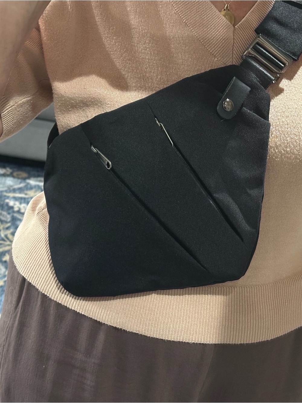 Black Crossbody Sling Bag for Men - Minimalist Everyday Carry